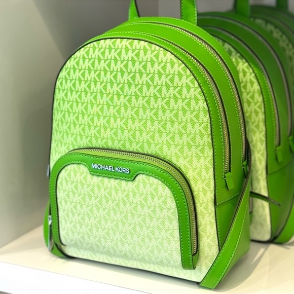 Michael Kors JayceeMedium Ombré Signature Logo Backpack Jungle Green - Picture 2 of 7